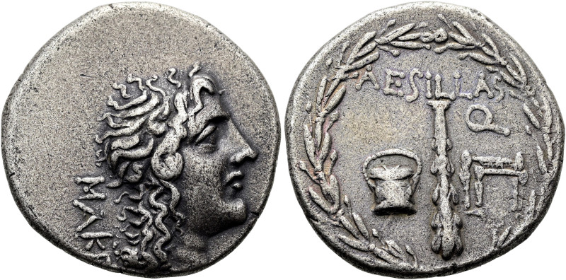 MAKEDONIEN UNTER DEN RÖMERN. Aesillas, Quästor, 93 - 92 v. Chr. Tetradrachme ø 3...