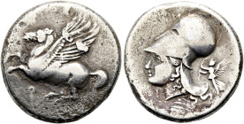 KORINTH. Stater ø 21mm (8.05g). ca. 345 - 307 v. Chr. Vs.: Pegasos n. l. fliegend, darunter Koppa. Rs.: Kopf der Athena mit korinthischem Helm n. l., ...