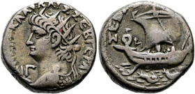 NORDAFRIKA. ALEXANDRIA. Nero, 54 - 68 n. Chr. Billon-Tetradrachme ø 23mm (13.42g). 66 - 67 n. Chr. Vs.: ΝΕΡΩ ΚΛΑΥ ΚΑΙΣ ΣΕΒ ΓΕΡ ΑΥ, Büste mit Ägis u. S...