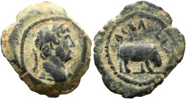 NORDAFRIKA. ALEXANDRIA. Hadrian, 117 - 138 n. Chr. Dichalkon ø 15mm (1.94g). 126 - 127 n. Chr. Vs.: Kopf mit Lorbeerkranz n. r. Rs.: ΔΕΞΑ - L IA, Nilp...