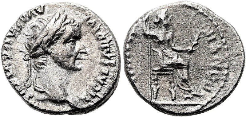 Tiberius, 14 - 37 n. Chr. Denar ø 18mm (3.64g). 30 n. Chr. Mzst.Rom. Vs.: TI CAE...