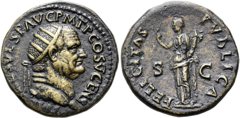 Vespasian, 69 - 79 n. Chr. Dupondius ø 26mm (10.37g). 74 n. Chr. Mzst.Rom. Vs.: ...