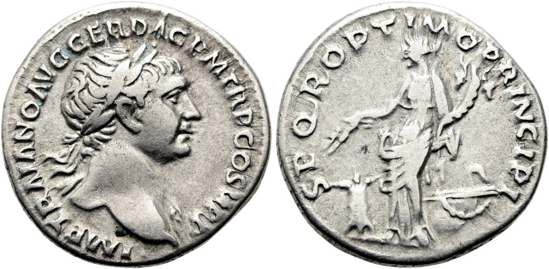 Trajan, 98 - 117 n. Chr. Denar ø 18mm (3.07g). ca. 106 - 107 n. Chr. Mzst.Rom. V...