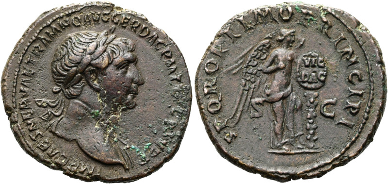 Trajan, 98 - 117 n. Chr. As ø 29mm (9.95g). ca. 104/5 - 107 n. Chr. Mzst.Rom. Vs...