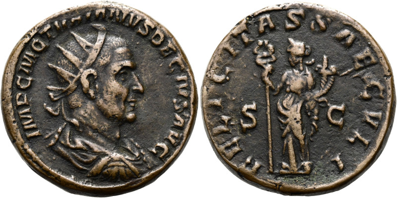 Trajanus Decius, 249 - 251 n. Chr. "Doppelsesterz" ø 34mm (21.88g). Nachantiker ...