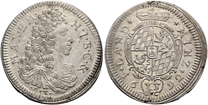 BAYERN. Maximilian II. Emanuel, 1679 - 1726. 15 Kreuzer (6.01g). 1692 CZ, Münche...