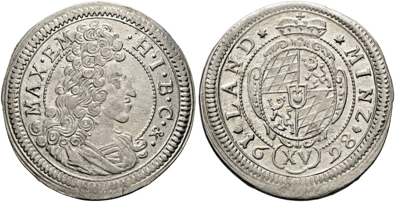 BAYERN. Maximilian II. Emanuel, 1679 - 1726. 15 Kreuzer (5.78g). 1698, München. ...