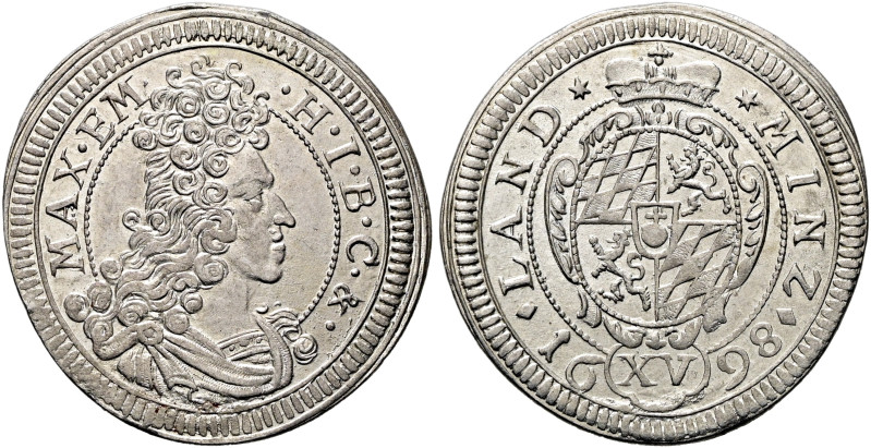 BAYERN. Maximilian II. Emanuel, 1679 - 1726. 15 Kreuzer (5.73g). 1698, München. ...