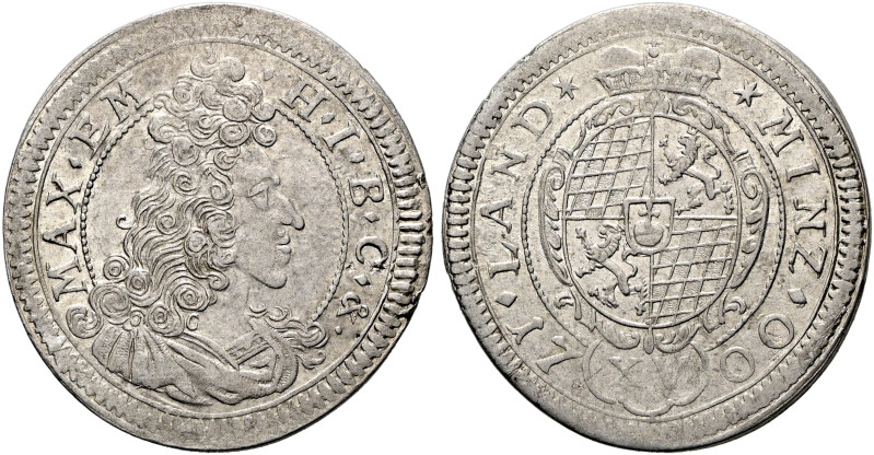 BAYERN. Maximilian II. Emanuel, 1679 - 1726. 15 Kreuzer (5.84g). 1700, München. ...