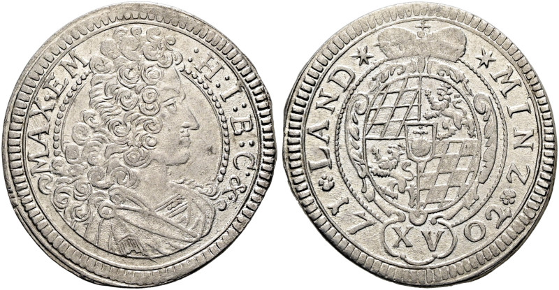 BAYERN. Maximilian II. Emanuel, 1679 - 1726. 15 Kreuzer (5.68g). 1702, München. ...