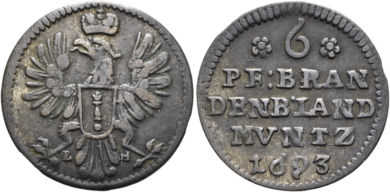 BRANDENBURG / PREUSSEN. Friedrich III. / I., 1688 - 1713. 6 Pfennig (brandenburg...