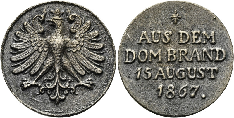 FRANKFURT AM MAIN, Stadt. Bronzemedaille (27.42g). 1867, unsigniert. Zur Erinner...