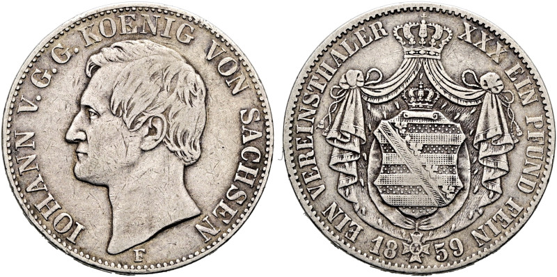 SACHSEN, Kurfürsten und Albertiner. Johann, 1854 - 1873. Vereinstaler (18.22g). ...