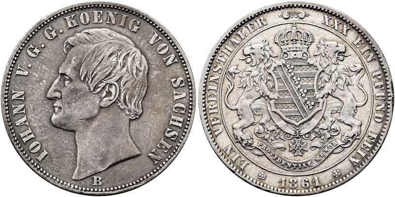 SACHSEN, Kurfürsten und Albertiner. Johann, 1854 - 1873. Vereinstaler (18.49g). ...