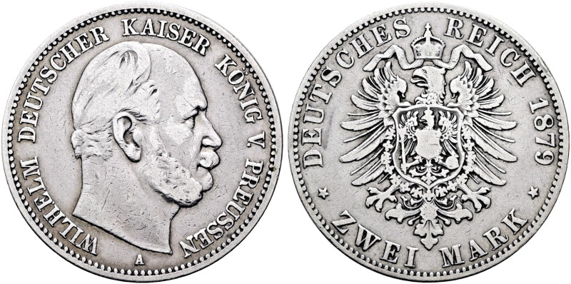 REICHSSILBERMÜNZEN. PREUSSEN. Wilhelm I., 1861-1888. 2 Mark (10.87g). 1879 A, Be...