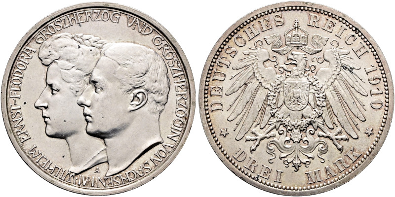 REICHSSILBERMÜNZEN. SACHSEN-WEIMAR-EISENACH. Wilhelm Ernst, 1901-1918. 3 Mark (1...