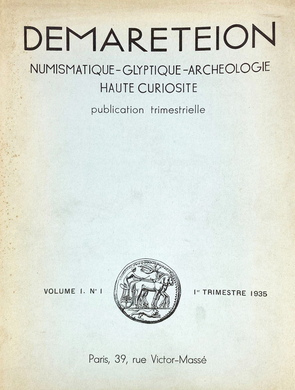 Complete Set of Demareteion

Babelon, Jean [publisher]. DEMARETEION: NUMISMATI...