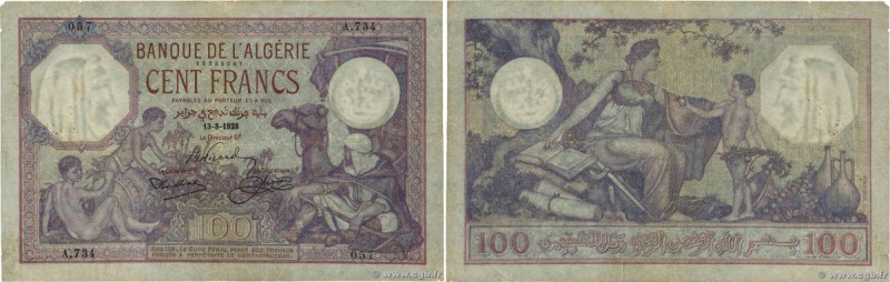 Country : ALGERIA 
Face Value : 100 Francs 
Date : 13 août 1928 
Period/Province...