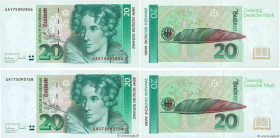 Country : GERMAN FEDERAL REPUBLIC 
Face Value : 20 Deutsche Mark Lot 
Date : 01 octobre 1993 
Period/Province/Bank : Deutsche Bundesbank 
Catalogue re...
