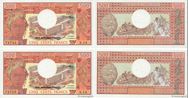 Country : CAMEROON 
Face Value : 500 Francs Consécutifs 
Date : 01 janvier 1983 ...