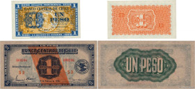 Country : CHILE 
Face Value : 1 Peso - 1/10 Condor Lot 
Date : 1942-1943 
Period/Province/Bank : Banco Central de Chile 
Catalogue reference : P.89 et...