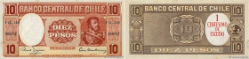 Country : CHILE 
Face Value : 1 Centesimo sur 10 Pesos 
Date : (1960-1961) 
Period/Province/Bank : Banco Central de Chile 
Catalogue reference : P.125...