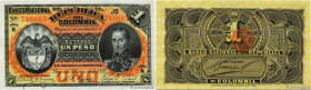 Country : COLOMBIA 
Face Value : 1 Peso 
Date : 04 mars 1895 
Period/Province/Bank : Banco Nacional de la Republica de Colombia 
Catalogue reference :...