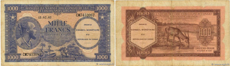 Country : CONGO REPUBLIC 
Face Value : 1000 Francs 
Date : 15 février 1962 
Peri...