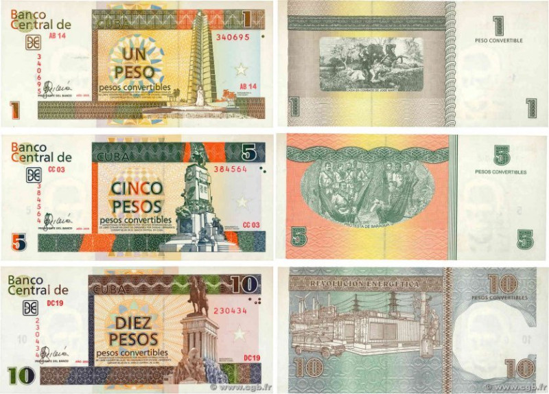 Country : CUBA 
Face Value : 1, 5 et 10 Pesos Lot 
Date : 2006 
Period/Province/...