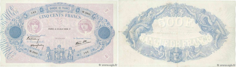 Country : FRANCE 
Face Value : 500 Francs BLEU ET ROSE modifié 
Date : 14 avril ...