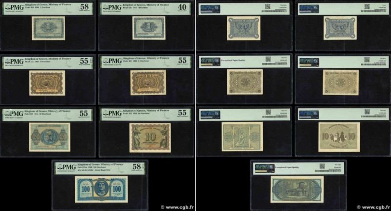 Country : GREECE 
Face Value : 1 au 100 Drachmes Lot 
Date : 1944-1945 
Period/P...