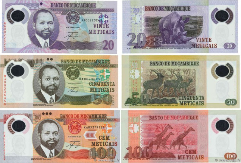 Country : MOZAMBIQUE 
Face Value : 20, 50 et 1000 Meticais Lot 
Date : 16 juin 2...