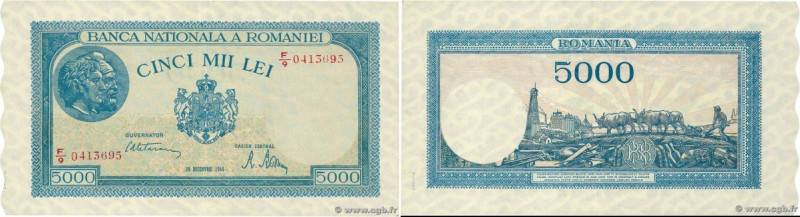 Country : ROMANIA 
Face Value : 5000 Lei 
Date : 20 décembre 1945 
Period/Provin...