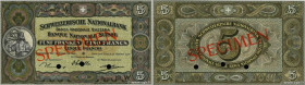 Country : SWITZERLAND 
Face Value : 5 Francs Spécimen 
Date : 22 octobre 1936 
Period/Province/Bank : Banque Nationale Suisse 
Catalogue reference : P...