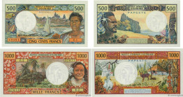 Country : TAHITI 
Face Value : 500 et 1000 Francs Lot 
Date : (1970-1971) 
Period/Province/Bank : Institut d'Émission d'Outre-Mer 
Catalogue reference...