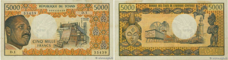 Country : CHAD 
Face Value : 5000 Francs 
Date : (1973) 
Period/Province/Bank : ...