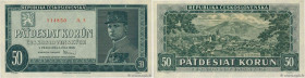 Country : CZECHOSLOVAKIA 
Face Value : 50 Korun 
Date : 03 juillet 1948 
Period/Province/Bank : Republica Ceskoslovenskà 
Catalogue reference : P.66 
...