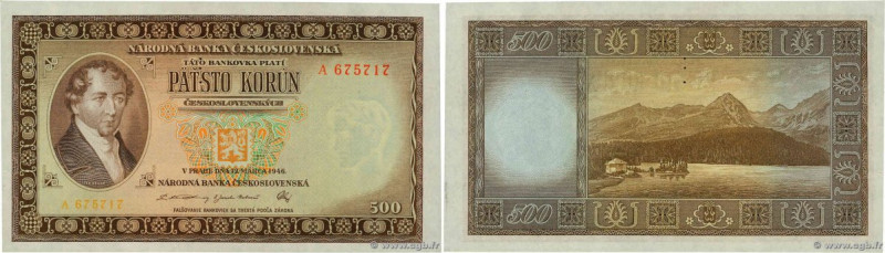 Country : CZECHOSLOVAKIA 
Face Value : 500 Korun Spécimen 
Date : 12 mars 1946 
...