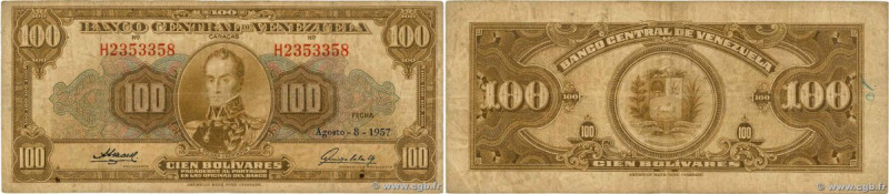 Country : VENEZUELA 
Face Value : 100 Bolivares 
Date : 08 août 1957 
Period/Pro...