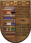 Auto- und Motorradmedaillen und -plaketten
Dresden Einseitige teilemaillierte Bronzeplakette 1930 (Glaser & Sohn, Dresden) Strahlenfahrt des A.D.A.C....