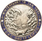 Auto- und Motorradmedaillen und -plaketten
Leipzig Einseitige emaillierte Bronzeplakette 1931 (Brehmer) Winterfahrt 18.1.1931 des ADAC Gau 17 Leipzig...