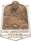 Auto- und Motorradmedaillen und -plaketten
Treseburg i. Harz Einseitige teilemaillierte Bronzeplakette 1930 (G. Brehmer) 4. Gau- und Wanderfahrt nach...