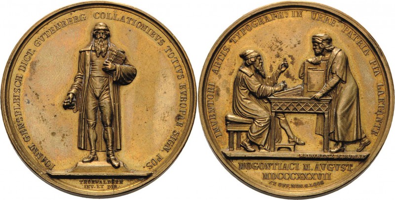 Buchdruck
 Goldbronzemedaille 1837 (H. Lorenz) Errichtung des Gutenberg-Denkmal...