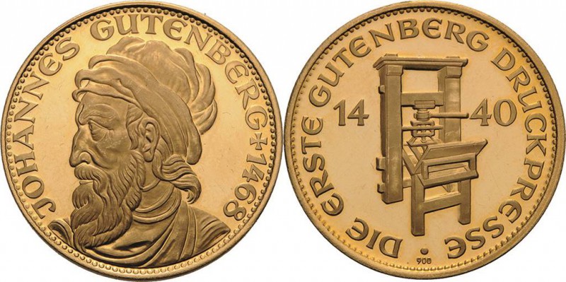 Buchdruck
 Goldmedaille o.J. Johannes Gutenberg und die erste Gutenberg Druckpr...