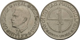 Drittes Reich
 Kupfer-Nickelmedaille o.J. "Opferspende". Kopf Hitlers nach links / Wertzahl 1. 26,5 mm, 6,06 g Colbert/Hyder C 28 Vorzüglich-prägefri...