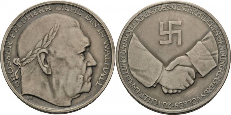 Drittes Reich
 Silbermedaille 1934 (BB) Tod Pauls von Hindenburg und sein Einzu...