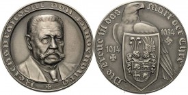 Drittes Reich
 Silbermedaille 1934 (Beyer) "Die Treue ist das Mark der Ehre". Brustbild Hindenburg halbrechts / Adler mit Schild, darauf 2-fach behel...