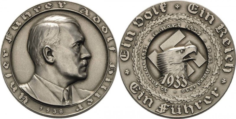 Drittes Reich
 Silbermedaille 1938 (F. Beyer) Die Ereignisse 1933-1938. Brustbi...