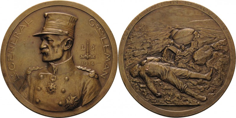 Erster Weltkrieg
 Bronzemedaille 1914 (G. Devreese) Gefangennahme des Generals ...