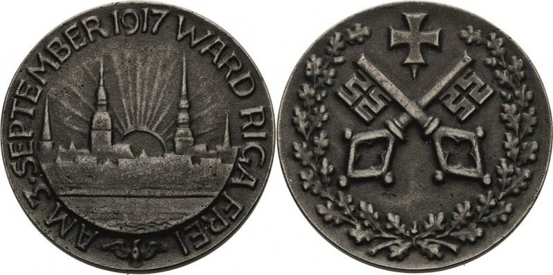 Erster Weltkrieg
 Eisengußmedaille 1917 (unsigniert) Auf die Einnahme Rigas dur...